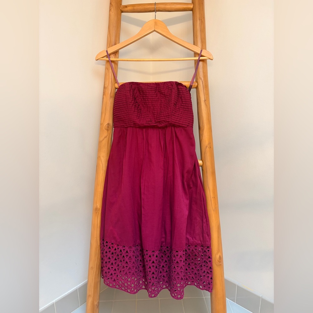 The Limited Magenta Sleeveless Ruffled Sundress